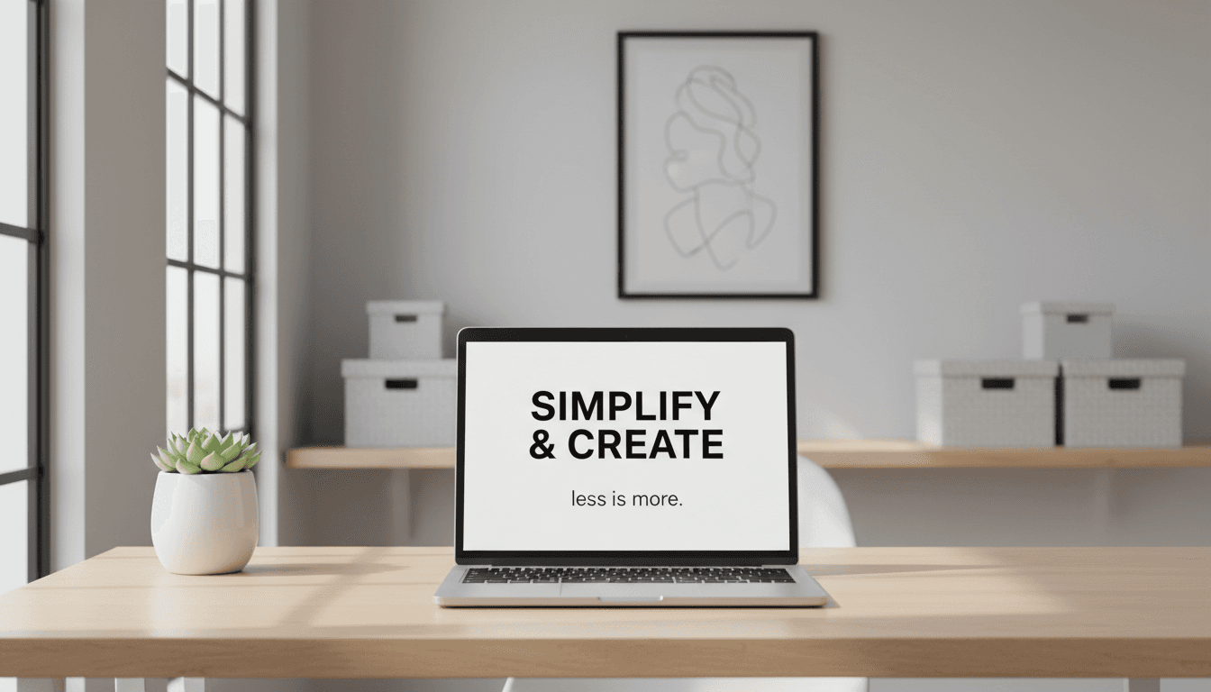 open laptop with well spaced typography on screen in a bright modern office